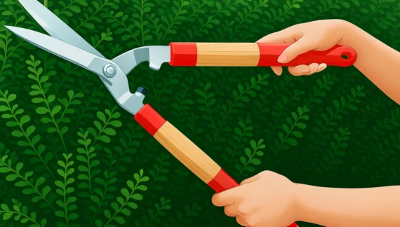Person trimming green bushes with hedge shears – representing the best local gardening services for lawn care and shrub maintenance.